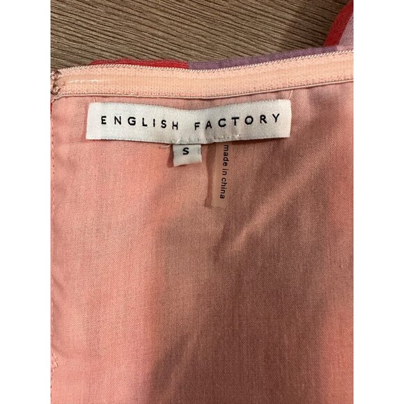 English Factory NWOT Pink Red & Lavender Buffalo Check Multi-Way Tie Top Small - Picture 9 of 13